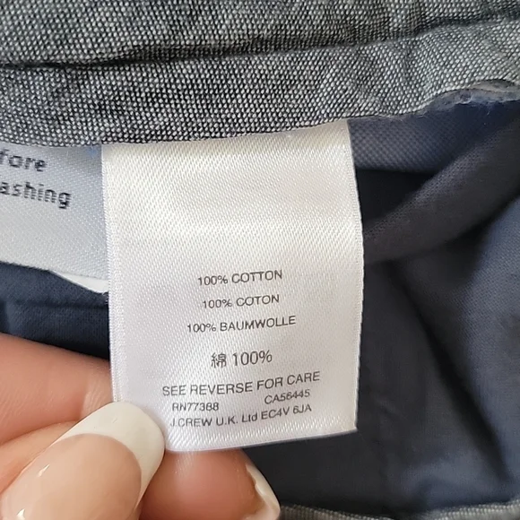 J. Crew Flat Front Cotton Shorts 33x10.5" Blue - Picture 6 of 7